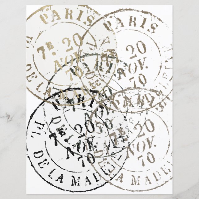 Papier French Paris Postmark Vintage Collage (Devant)