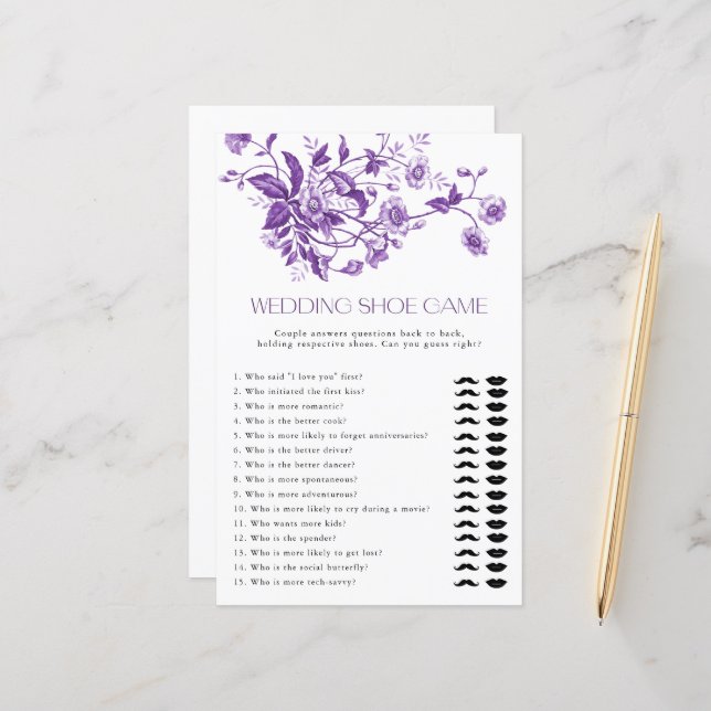 Papier French Toile Floral Mariage Chaussure Jeu nuptiale (Devant/Arrière en situation)