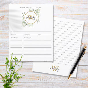 Papier From The Kitchen Of Greenery Monogram Recipe Card