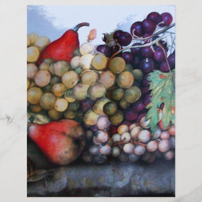 PAPIER FRUITS DE SAISON 1 - RAISONS ET PEARS (Devant)