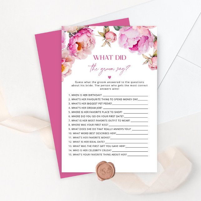 Papier Fuchsia rose vif Qu'est-ce que le marié a dit jeu (Créateur téléchargé)