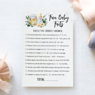 Papier Fun Baby Facts Game Greenery Baby Is Brewing Pink