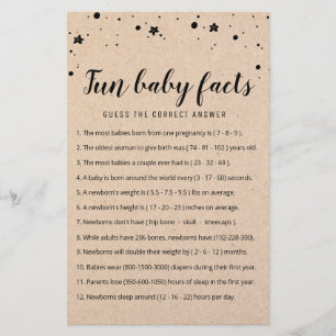 Papier Fun Baby Facts Jeu avec réponses Baby shower parti