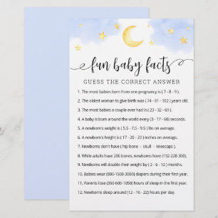 Papier Fun Baby Facts Jeu avec réponses Baby shower parti