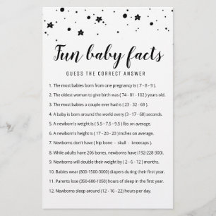 Papier Fun Baby Facts Jeu avec réponses Baby shower parti