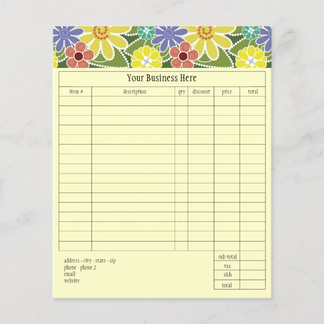 Papier Fun Floral Bright Small Order Form (Devant)