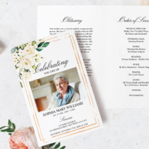 Papier Funeral Order of Service Floral Memorial Program