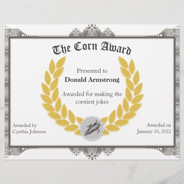 Papier Funny Employé Award - Corn (Devant)