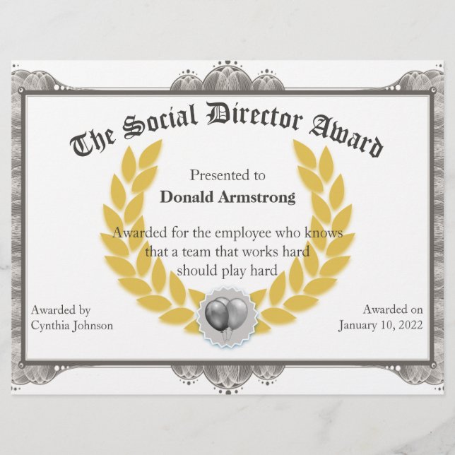Papier Funny Employé Award - Directeur social (Devant)