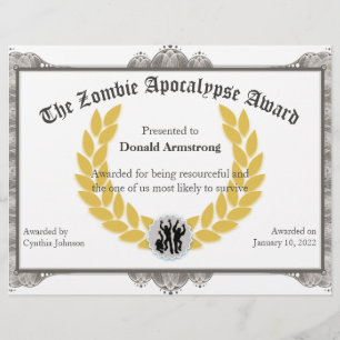 Papier Funny Employé Award - Zombie Apocalypse