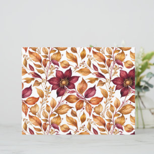 Papier für das Muster Burgundy & Gold Floral Leaf