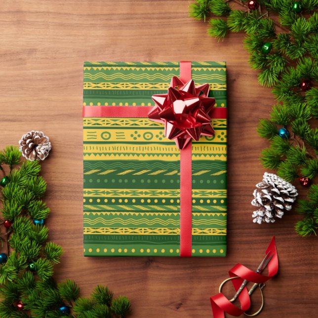 Papier für das Muster der grünen und goldenen Musc Geschenkpapier (Feiertagsgeschenk)