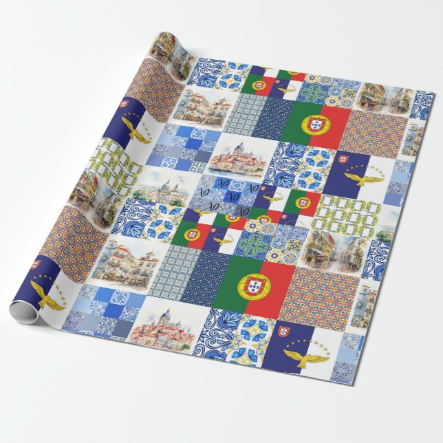 Papier für die Flagge Portugals und die Flagge der Geschenkpapier (Ungerollt)