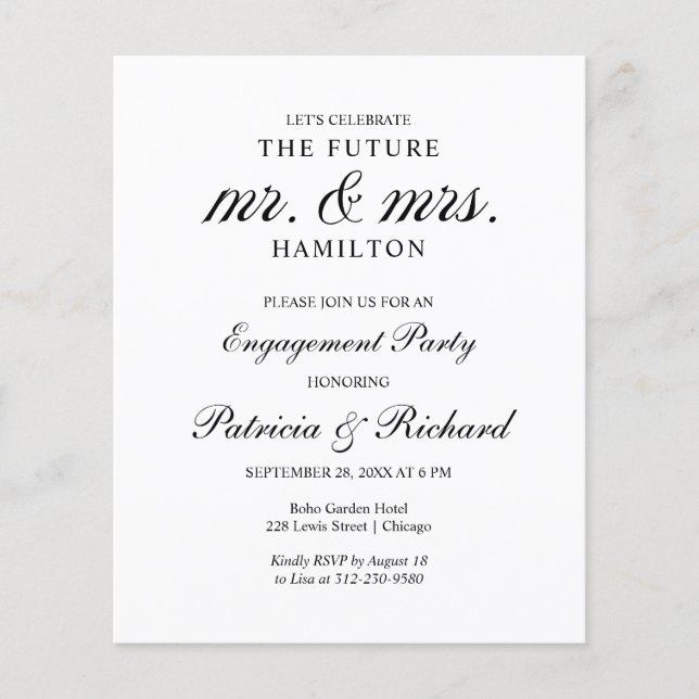 Papier Futur Invitation de la partie de l'engagement budg (Devant)