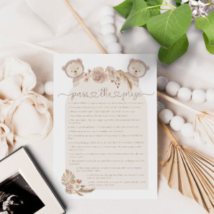 Papier Gagnez le prix Twins Teddy Bear Baby shower Jeu