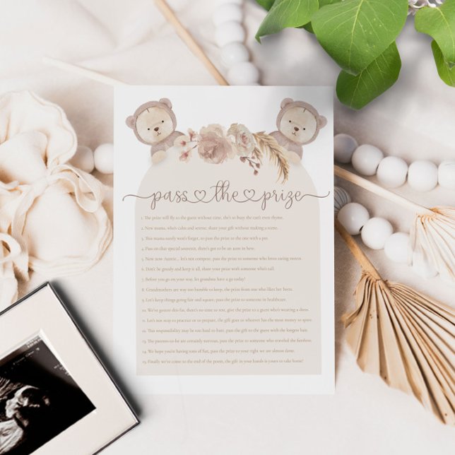 Papier Gagnez le prix Twins Teddy Bear Baby shower Jeu (Créateur téléchargé)