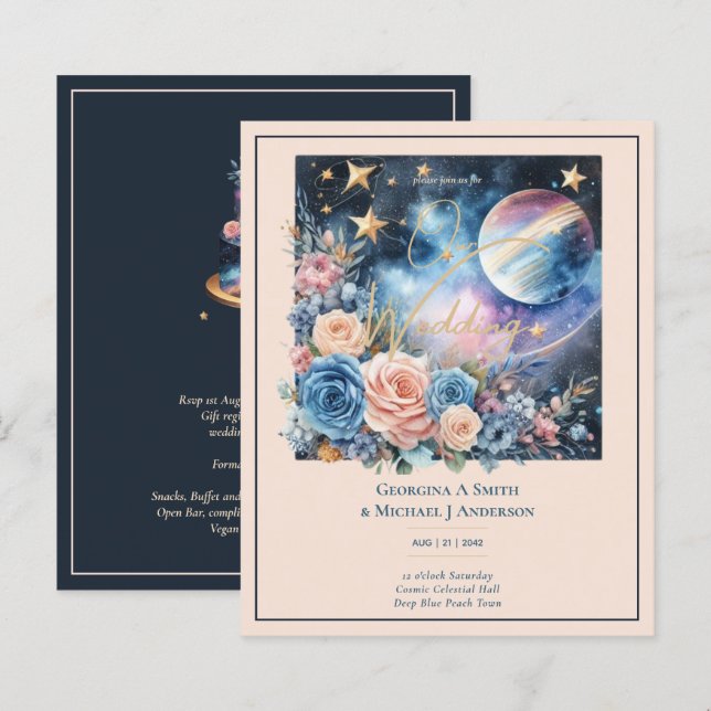 Papier Galaxie céleste cosmique Starry Night Marine Bleu (Devant / Derrière)