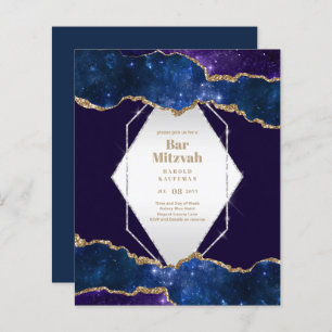 Papier GALAXY Boys BAR MITVAH AGATE Blue Invitation