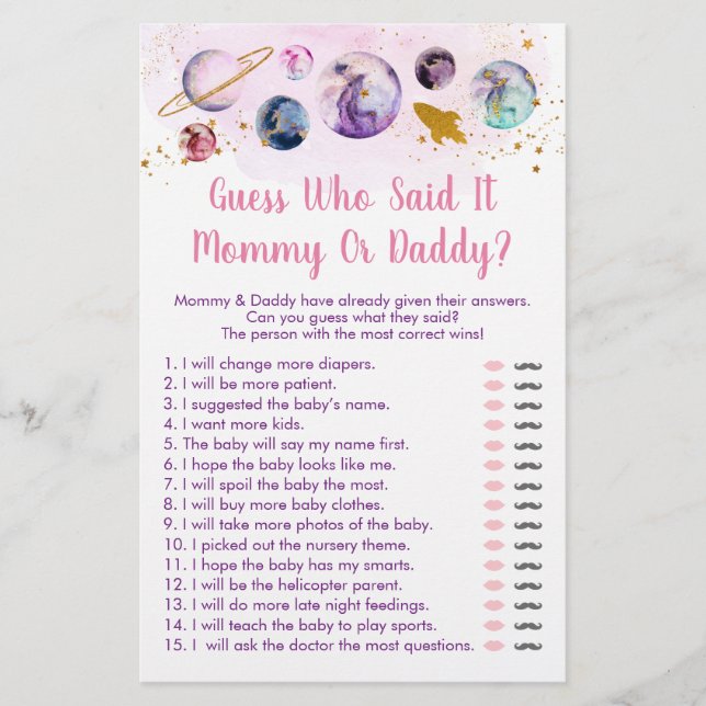 Papier Galaxy Pink Gold Space Devine Qui A Dit Qu'Il Joua (Devant)