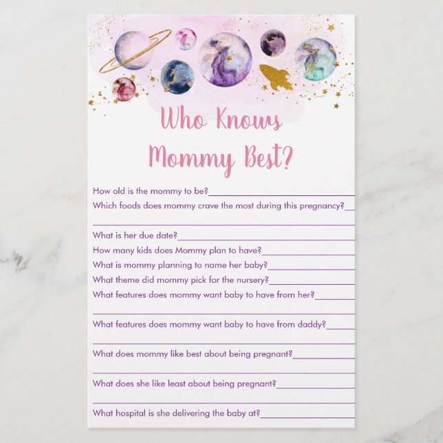 Papier Galaxy Pink Gold Space Qui Connaît Mommy Meilleur  (Devant)