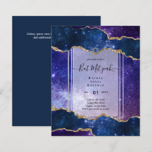 Papier Galaxy Starry BAT MITZVAH de nuit Agate Invitation