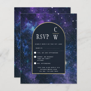 Papier Galaxy Starry Nuit Violet Bleu Or Mariage RSVP