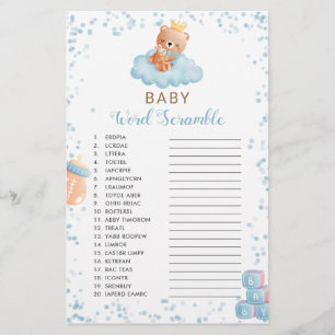 Papier Garçon Ours Bleu Bébé Mot Scramble Douche Jeu