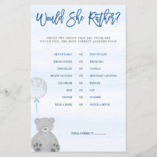Papier Garçon Teddy Bear Blue Grey Balloon Voudrait Elle