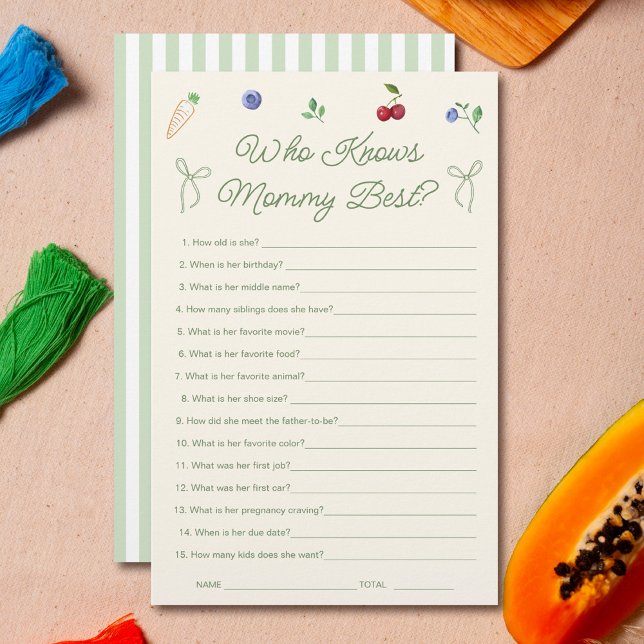Papier Garden Baby shower Qui Connaît Maman Meilleur Jeu (Créateur téléchargé)