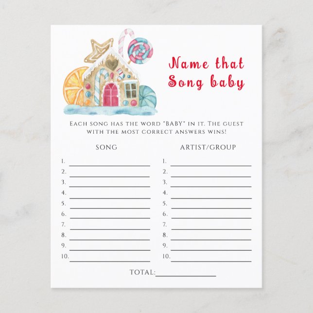 Papier Gâteau de maison d'hiver, nom que la chanson Baby  (Devant)