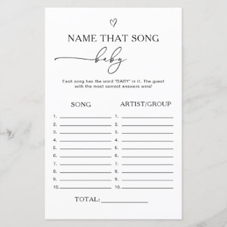 Papier Gender Neutral Name that song baby game