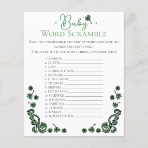 Papier Genre Neutre Mot Bébé Baby shower Jeu