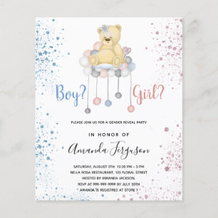 Papier Genre révéler baby shower ours en peluche bleu ros