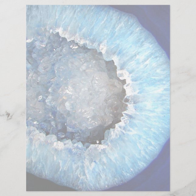 Papier Géode cristal bleu tombé (Devant)