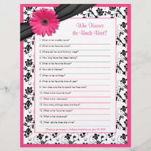Papier Gerber Rose Daisy Black Floral Fête des mariées Je