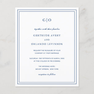 Papier Gertrude Navy Blue Élégant Mariage Invitation
