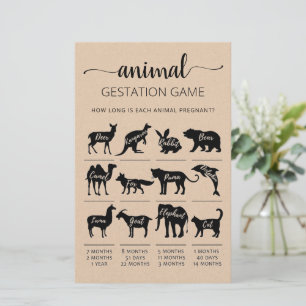 Papier Gestation animale avec réponses Baby shower Jeu