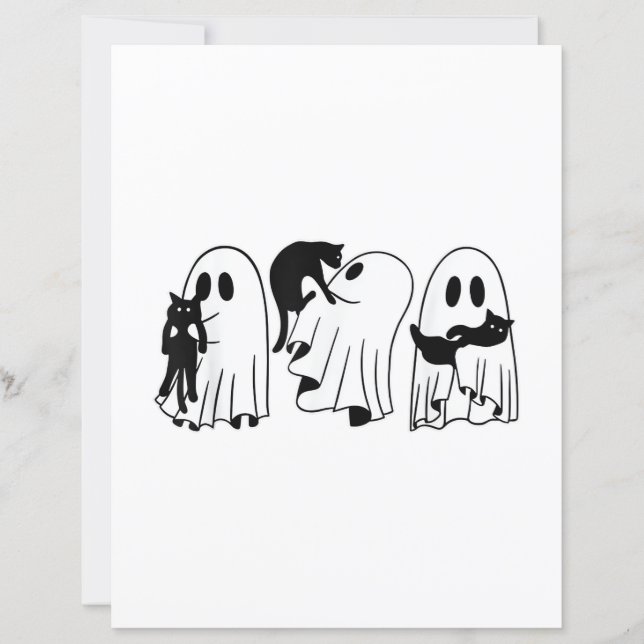 Papier Ghost Holding Chat noir Funny Halloween Amoureux d (Devant)