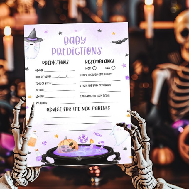 Papier Ghoul Halloween Baby shower Baby Predictions Jeu (Purple Oh Sheet Baby Shower Baby Predictions Game)