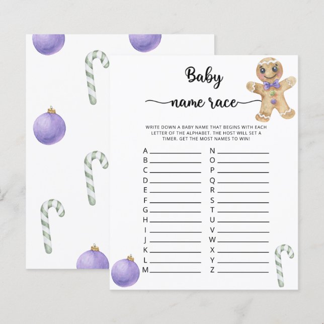 Papier Ginger cookies Baby name race game (Devant / Derrière)