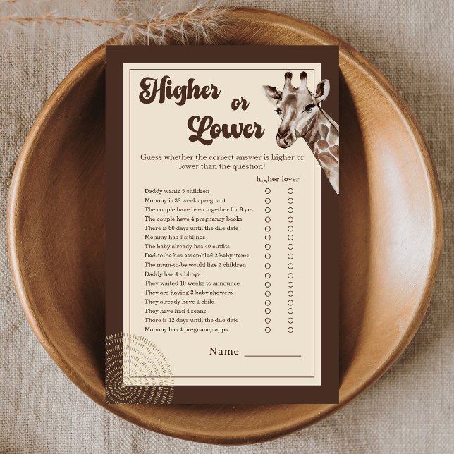 Papier Girafe Safari neutre Jeu de bébé supérieur ou infé (Créateur téléchargé)