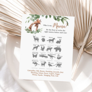 Papier Giraffe baby shower Qui est mon jeu de maman