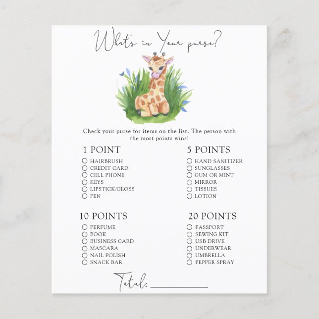 Papier Giraffe sauvage - Whats dans votre jeu de bourse (Devant)