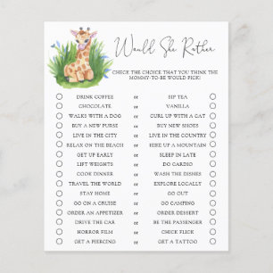 Papier Giraffe / Voudrait-Elle Plaire Baby shower Jeu