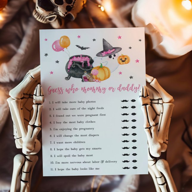 Papier Girl Little Boo Devine qui maman ou papa jeu (Ghost Halloween Baby Shower Guess who Mommy or Daddy Game)