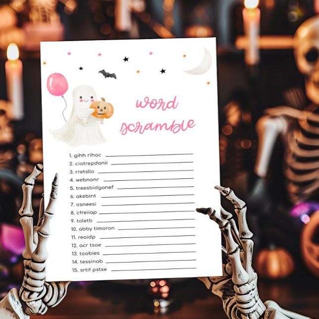 Papier Girl Little Boo est presque due Word Scramble Jeu (A Little Boo Baby Shower Word Scramble Game)