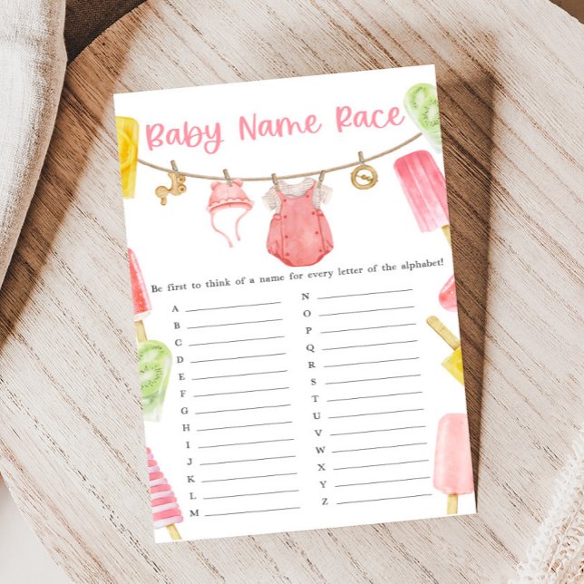 Papier Girl Popsicle Baby Shower Baby Name Race Game (Ready to Pop Popsicle Baby Shower Game)