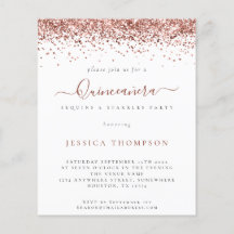 PAPIER | Girl Rose Gold Glitzer Quinceañera Einlad