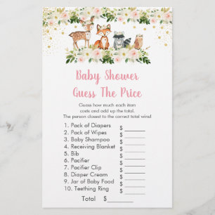 Papier Girl Woodland Devine Le Baby shower Prix Jeu