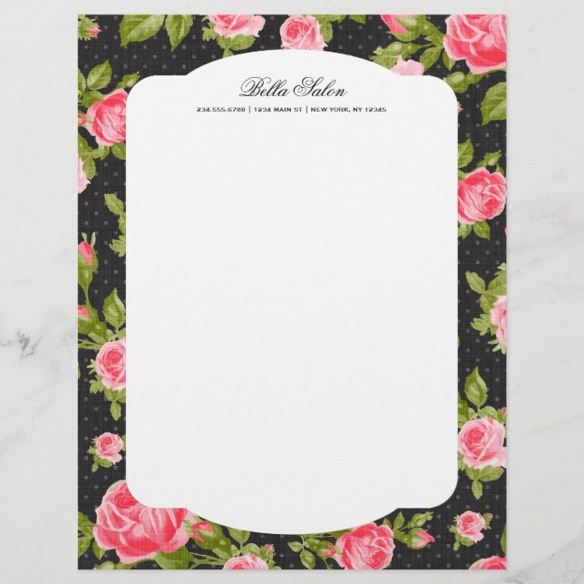 Papier Girly Chic Elegant Vintage Floral Roses frontière (Devant)
